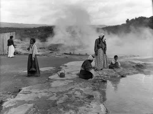 Paleo Indians And Geothermal Geyser
